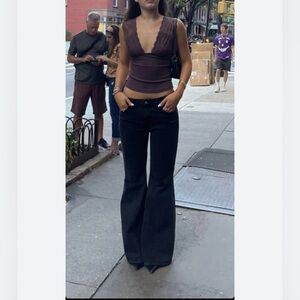 Free People Intimately Power Play Lace Cami Tank Top in Bittersweet Brown XS S M